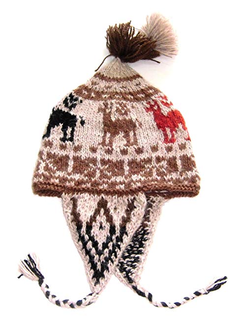 Alpakaandmore, Original Chullo Hat Cusqueno Alpaka Wool Hand-knitted, One Size