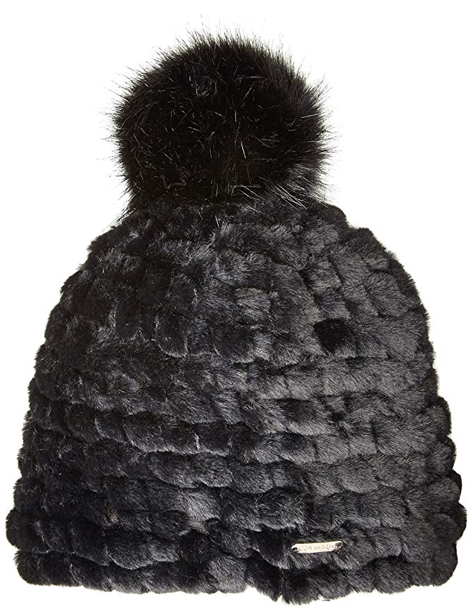 Calvin Klein Women's Knit Faux Fur Pom Beanie