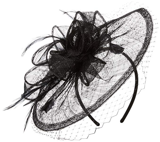 San Diego Hat Company Women's Fasninator Hat with Curled Bow and Feathers