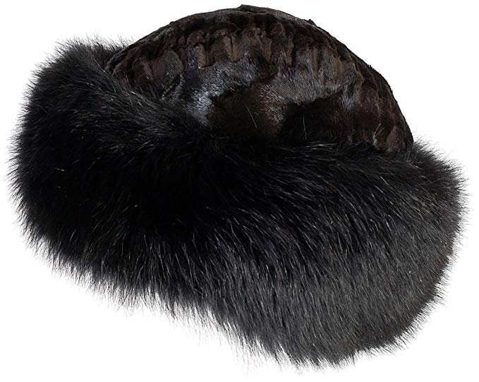 Overland Sheepskin Co Sheared Mink Fur Cossack Hat with Fox Fur Trim