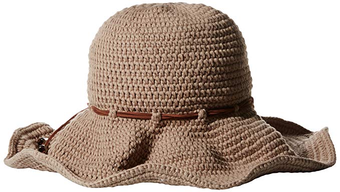 ale by Alessandra Women's Nikki Retro Crochet Floppy Hat With Leather Trim