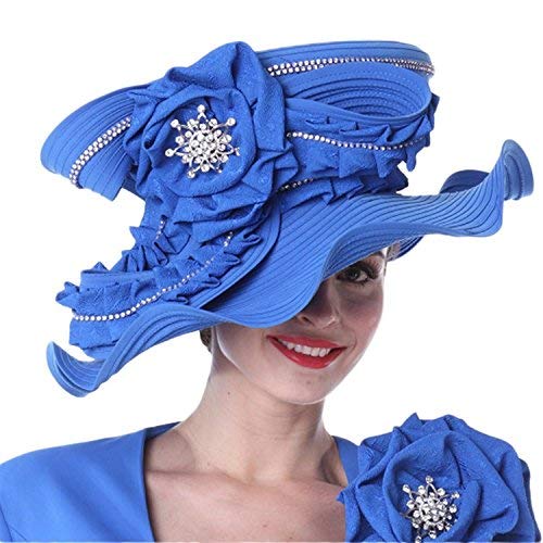 Kueeni Women Church Hats New Designed Royal Blue Ladies Elegant