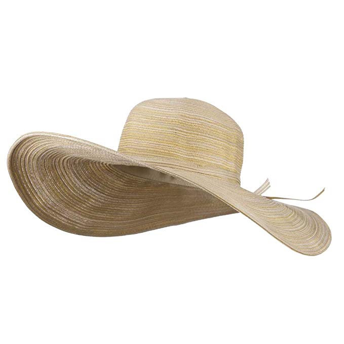 UPF 40+ Metallic Blend Wide Brim Hat - Natural W33S13A