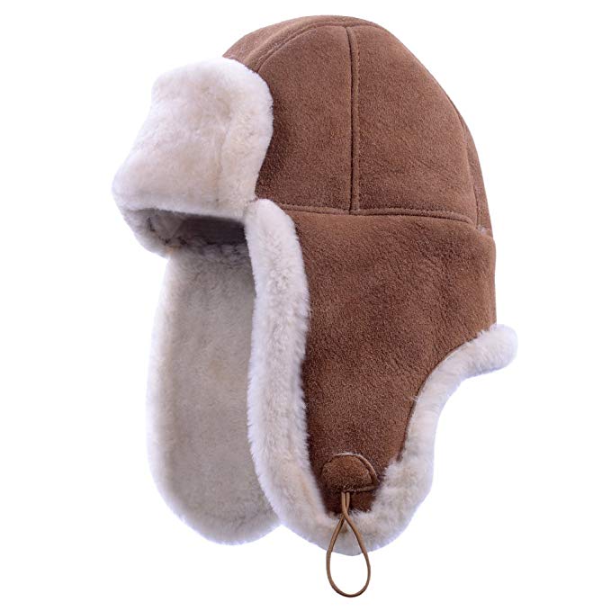 Furoom genuine sheepskin aviator hat