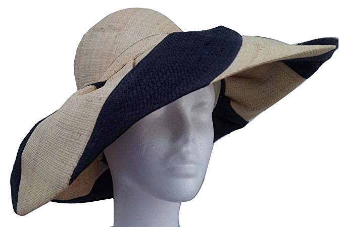 Black and Natural 5” Brim Wide Stripe Madagascar Hat By Goal 2020