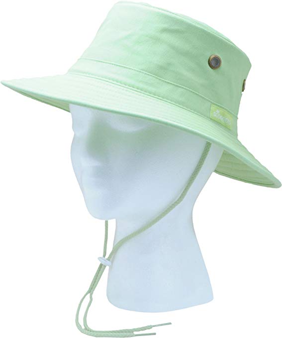 Sloggers 4471LM Classic Cotton Hat with Wind Lanyard Rated UPF 50+ Maximum Sun Protection - Lime Green - Adjustable Small to Medium