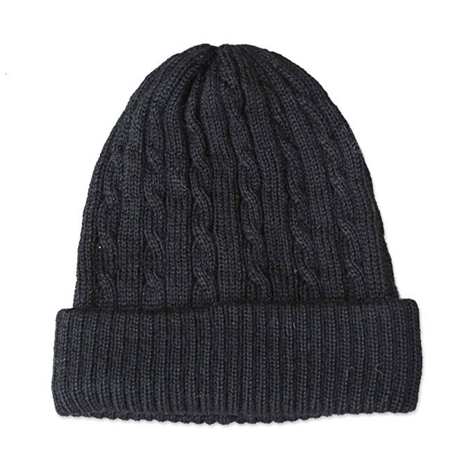 NOVICA Black 100% Alpaca Hat,'Black Braid Cascade'