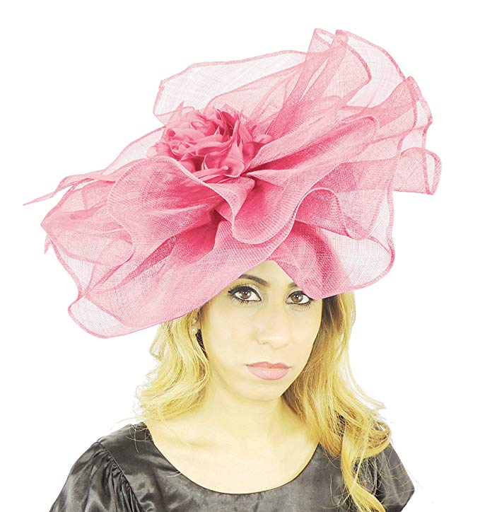 Gorgeous Amelia Large Sinamay with Flower Ascot/Derby Fascinator Hat - With Headband - Available in 40 Colours