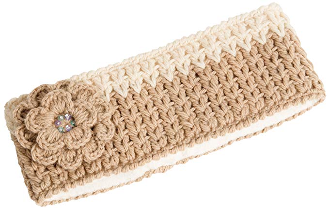 Nirvanna Designs HB11 Crochet Flower Headband with Fleece